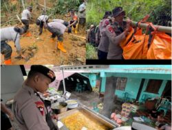 Aksi Tanggap Bencana Sat Brimob Polda Jateng, Evakuasi Korban Longsor Hingga Dirikan Dapur Umum di Lapangan