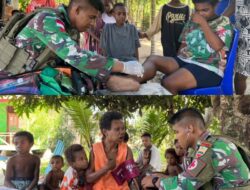 Membantu Kesulitan Masyarakat, Satgas Yonif 131/BRS Gelar Anjangsana Dan Pelayanan Kesehatan Gratis Untuk Masyarakat Perbatasan Papua