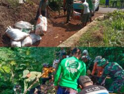 Peduli Lingkungan, Koramil 06/Tersono Bersama Warga Bersihkan Tumpukan Sampah