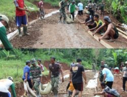 Sebelum Dicor, TNI Bersama Masyarakat Ratakan Jalan Dengan Sirtu