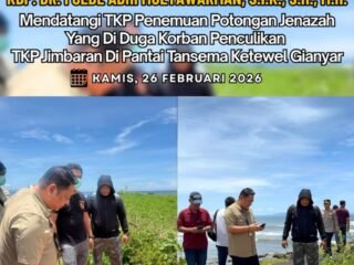 Dirreskrimum Polda Bali Tinjau Langsung TKP Penemuan Potongan Jenazah di Pantai Tansema Ketewel