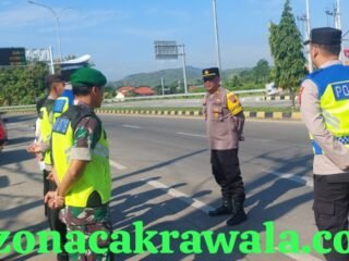 Pastikan Mudik Aman, Kapolsek Weleri Pimpin Gelar Apel Pengamanan di Exit Tol Weleri Kendal