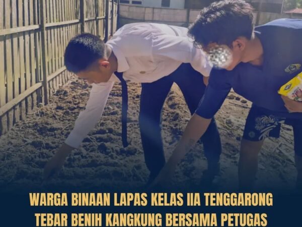 Warga Binaan Lapas Tenggarong Tebar Benih Kangkung, Dukung Pembinaan dan Ketahanan Pangan
