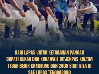 Bupati Kukar dan Kakanwil Ditjenpas Kaltim Tebar Bibit Ikan dan Benih Kangkung di SAE Lapas Tenggarong