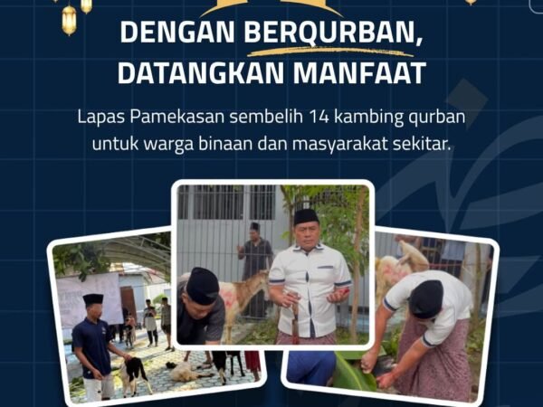 Lapas Kelas IIA Pamekasan Sembelih 14 Kambing Kurban, Dipimpin Langsung Kalapas Sugeng Hardono
