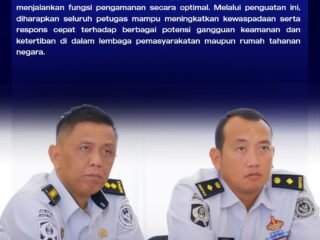 Perkuat Fungsi Pengamanan, Jajaran Lapas Kelas I Madiun Ikuti Penguatan Pengamanan Dipimpin Kakanwil Ditjenpas Jawa Timur
