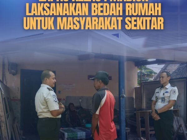 Mulai Bergotong Royong, Lapas Kelas I Madiun Laksanakan Bedah Rumah untuk Masyarakat Sekitar