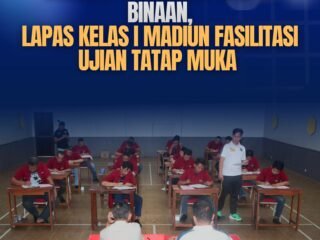 Dukung Pendidikan Warga Binaan, Lapas Kelas I Madiun Fasilitasi Ujian Tatap Muka Akhir Semester Mahasiswa Universitas Terbuka