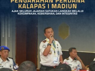 Pengarahan Perdana Kalapas Kelas I Madiun, Ajak Seluruh Jajaran Satukan Langkah Melalui Kekompakan, Kebersihan, dan Integritas