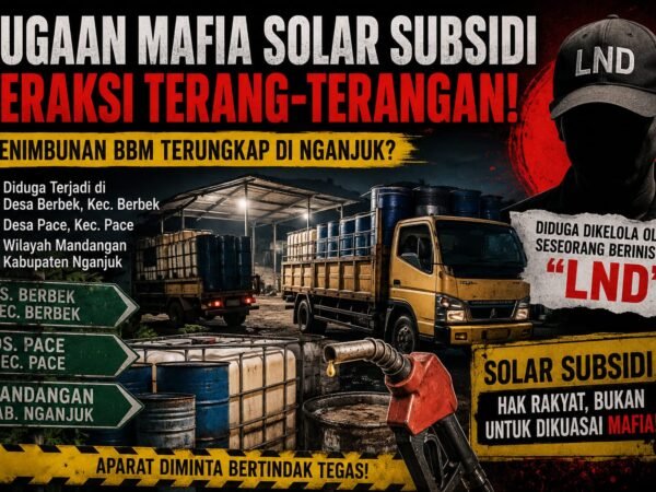 Dugaan Mafia Solar Subsidi Menggurita di Nganjuk, Aktivitas Penimbunan Disebut Berlangsung Terang-terangan, Publik Pertanyakan Ketegasan Aparat