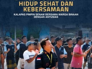 Bangun Semangat Hidup Sehat dan Kebersamaan, Kalapas Pimpin Senam Bersama Warga Binaan dengan Antusias