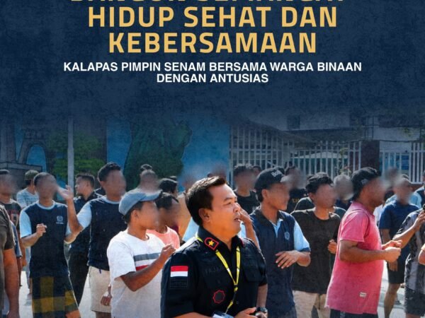 Bangun Semangat Hidup Sehat dan Kebersamaan, Kalapas Pimpin Senam Bersama Warga Binaan dengan Antusias