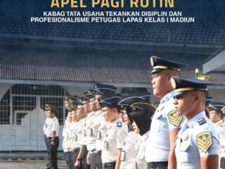 Apel Pagi Rutin, Kabag Tata Usaha Tekankan Disiplin dan Profesionalisme Petugas Lapas Kelas I Madiun