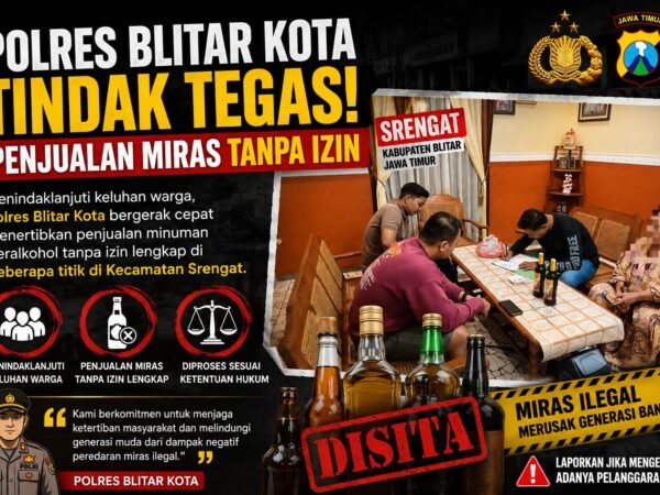 Polres Blitar Kota Tindak Lanjuti Keluhan Warga, Dugaan Penjualan Miras Tanpa Izin Lengkap di Sejumlah Titik Kecamatan Srengat Diproses Sesuai Ketentuan Hukum