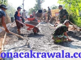 Satgas TMMD Ke-129 Kodim 0708 Purworejo Pacu Pengecoran Jalan 1.392 Meter di Desa Watuduwur