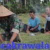Wujud Kemanunggalan TNI dan Rakyat, Satgas TMMD Bantu Warga Cari Pakan Ternak