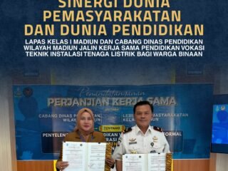 Sinergi Pemasyarakatan dan Dunia Pendidikan, Lapas Kelas I Madiun Jalin Kerja Sama Pendidikan Vokasi Teknik Instalasi Tenaga Listrik bagi Warga Binaan