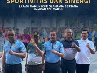 Sportivitas dan Sinergi, Lapas I Madiun Ikuti Olahraga Bersama Jajaran APH Madiun