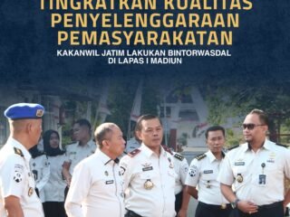 Tingkatkan Kualitas Penyelenggaraan Pemasyarakatan, Kakanwil Jatim Lakukan Bintorwasdal di Lapas Kelas I Madiun