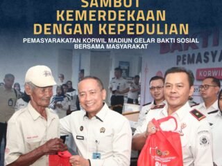 Sambut Kemerdekaan dengan Kepedulian, Pemasyarakatan Korwil Madiun Gelar Bakti Sosial Bersama Masyarakat