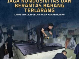 Lapas I Madiun Gelar Razia Kamar Hunian, Jaga Kondusivitas dan Berantas Barang Terlarang