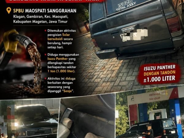 Solar Bersubsidi Diduga Disedot Berulang, Tandon 1 Ton Jadi Sorotan di SPBU Maospati