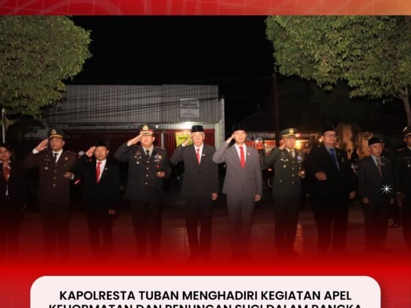 Kapolresta Tuban Hadiri Apel Kehormatan dan Renungan Suci HUT ke-81 Kemerdekaan RI di TMP Ronggolawe