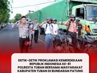 Semarak HUT ke-81 RI, Polresta Tuban Bersama Masyarakat Khidmat Ikuti Detik-Detik Proklamasi