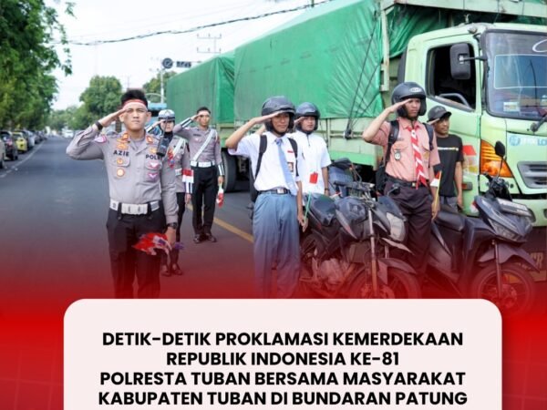 Semarak HUT ke-81 RI, Polresta Tuban Bersama Masyarakat Khidmat Ikuti Detik-Detik Proklamasi