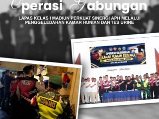 Operasi Gabungan, Lapas Kelas I Madiun Perkuat Sinergi APH melalui Penggeledahan Kamar Hunian dan Tes Urine